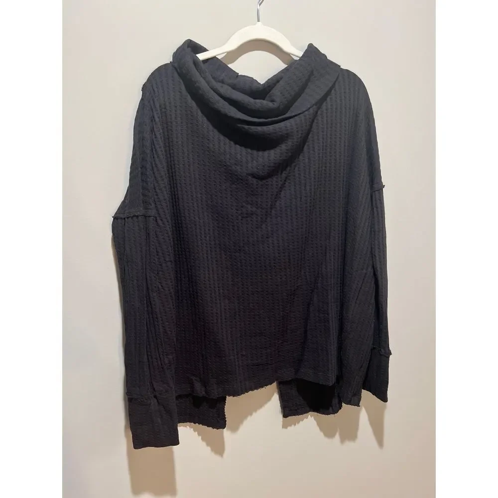 Free People Womens XS Long Black Split‎ Back Long Sleeve MSRP $88 100%Cotton